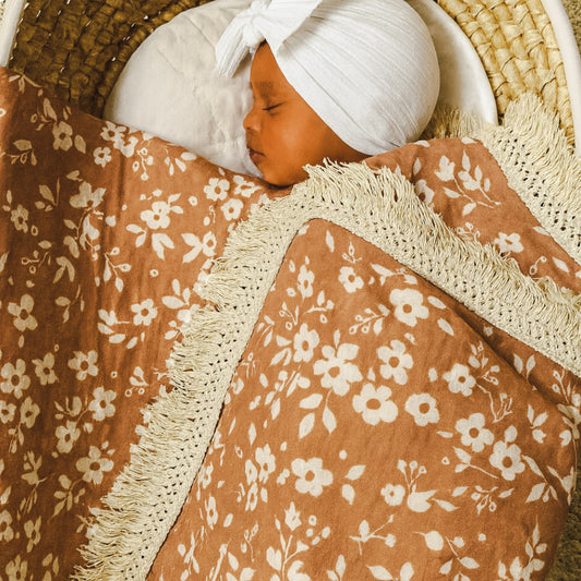 Posies fringe swaddle. Newborn baby fringe swaddle