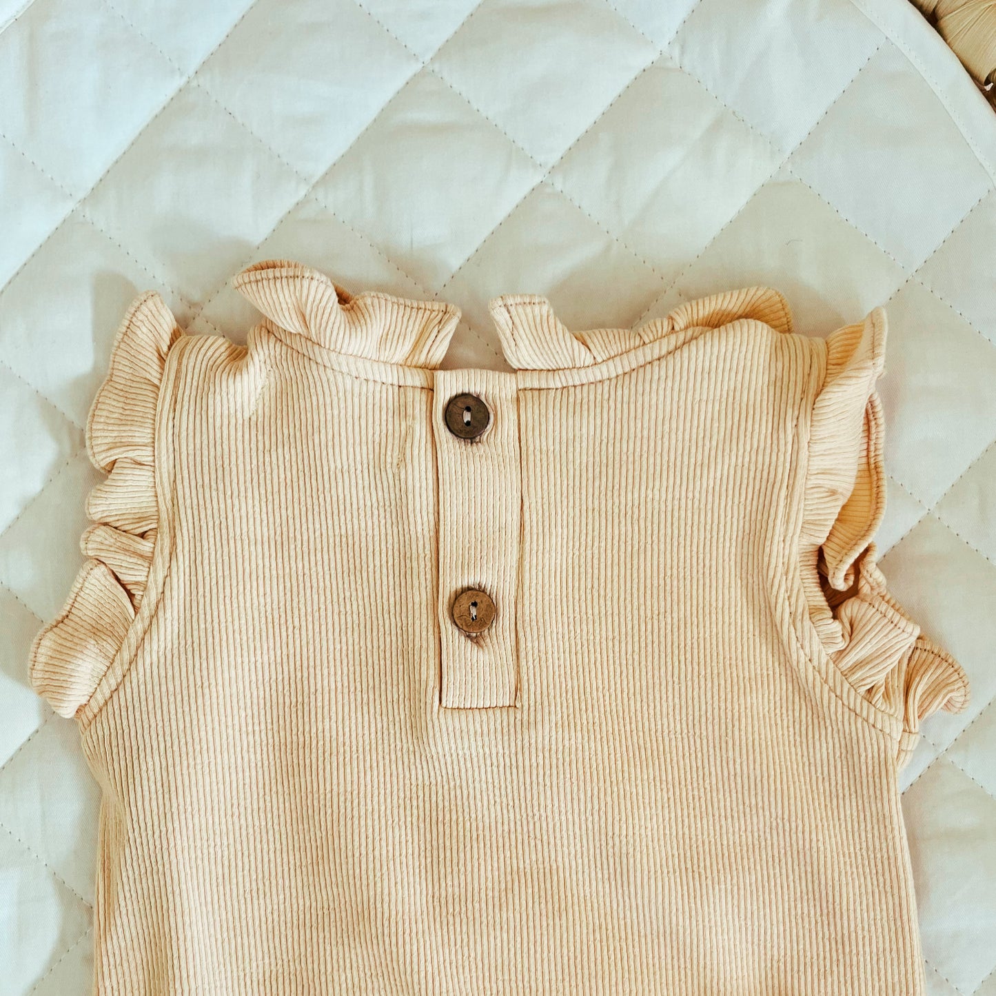 Two Piece Ribbed Frill Romper & Shorts Set