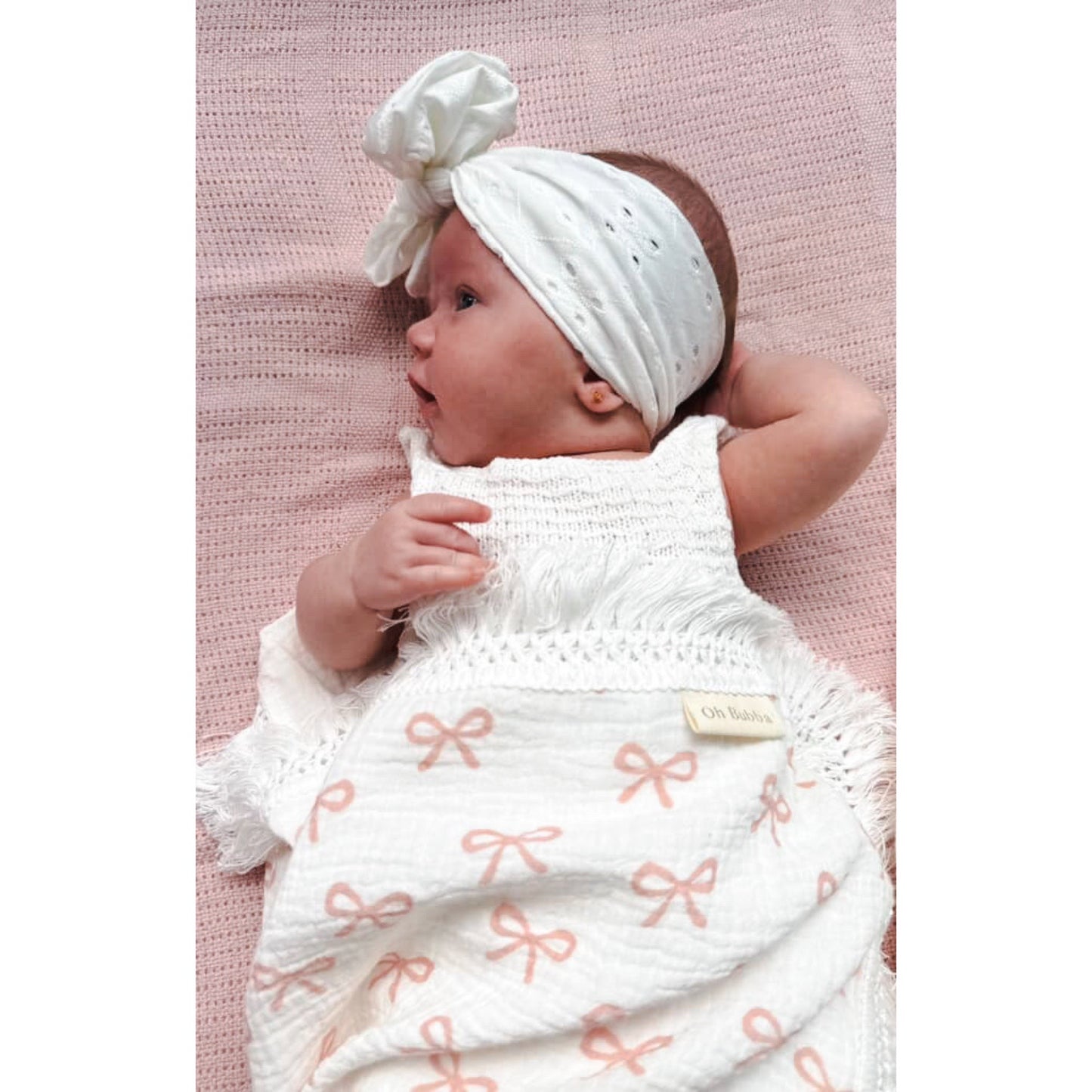 Organic Cotton Fringe Swaddle | Bows