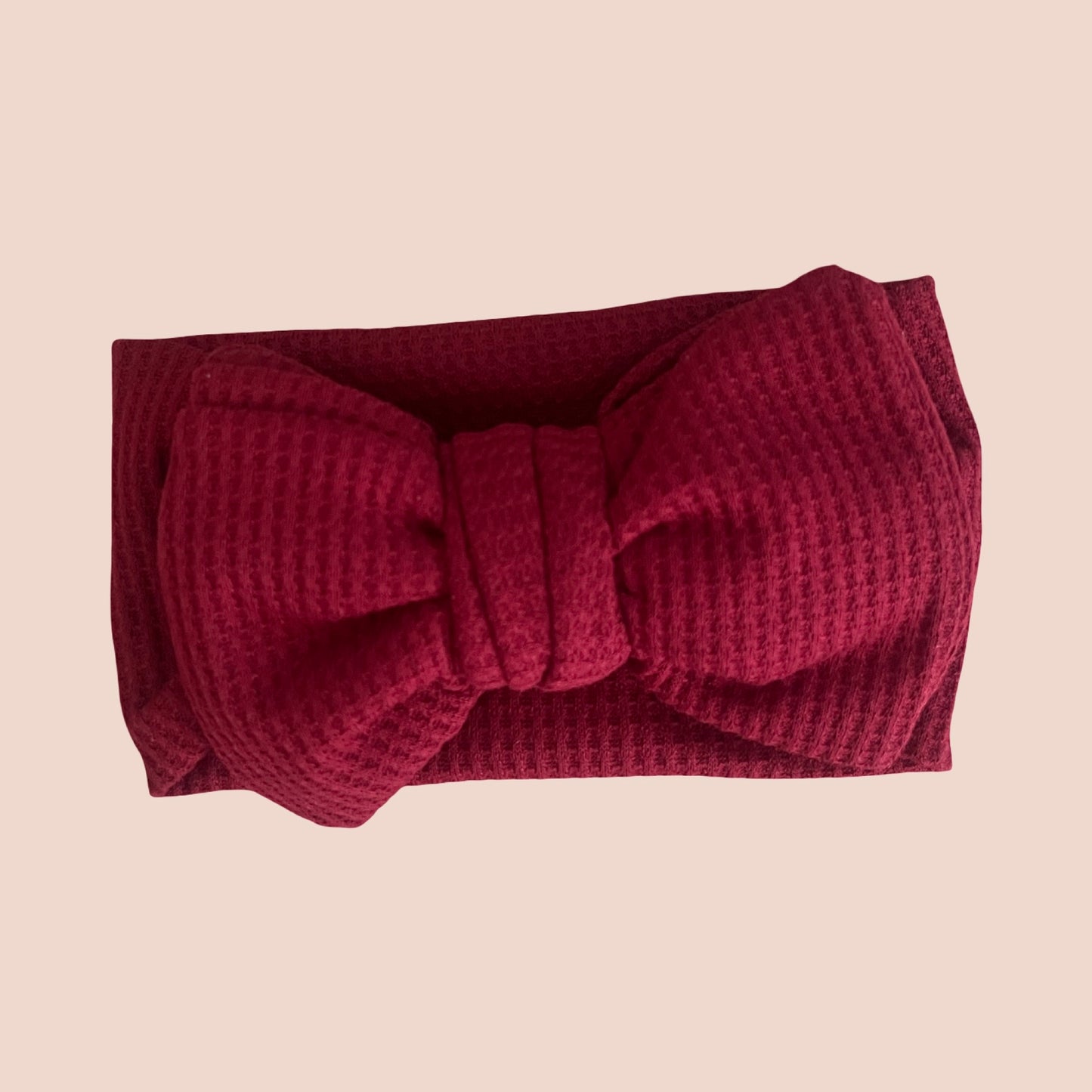 Large Waffle Baby Bow Headband | Dark Red
