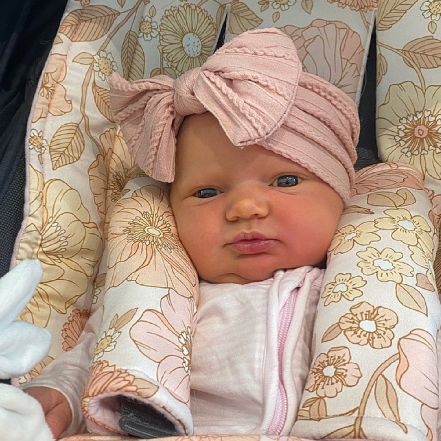 Cable Knit Baby Bow Headband | Dusty Pink