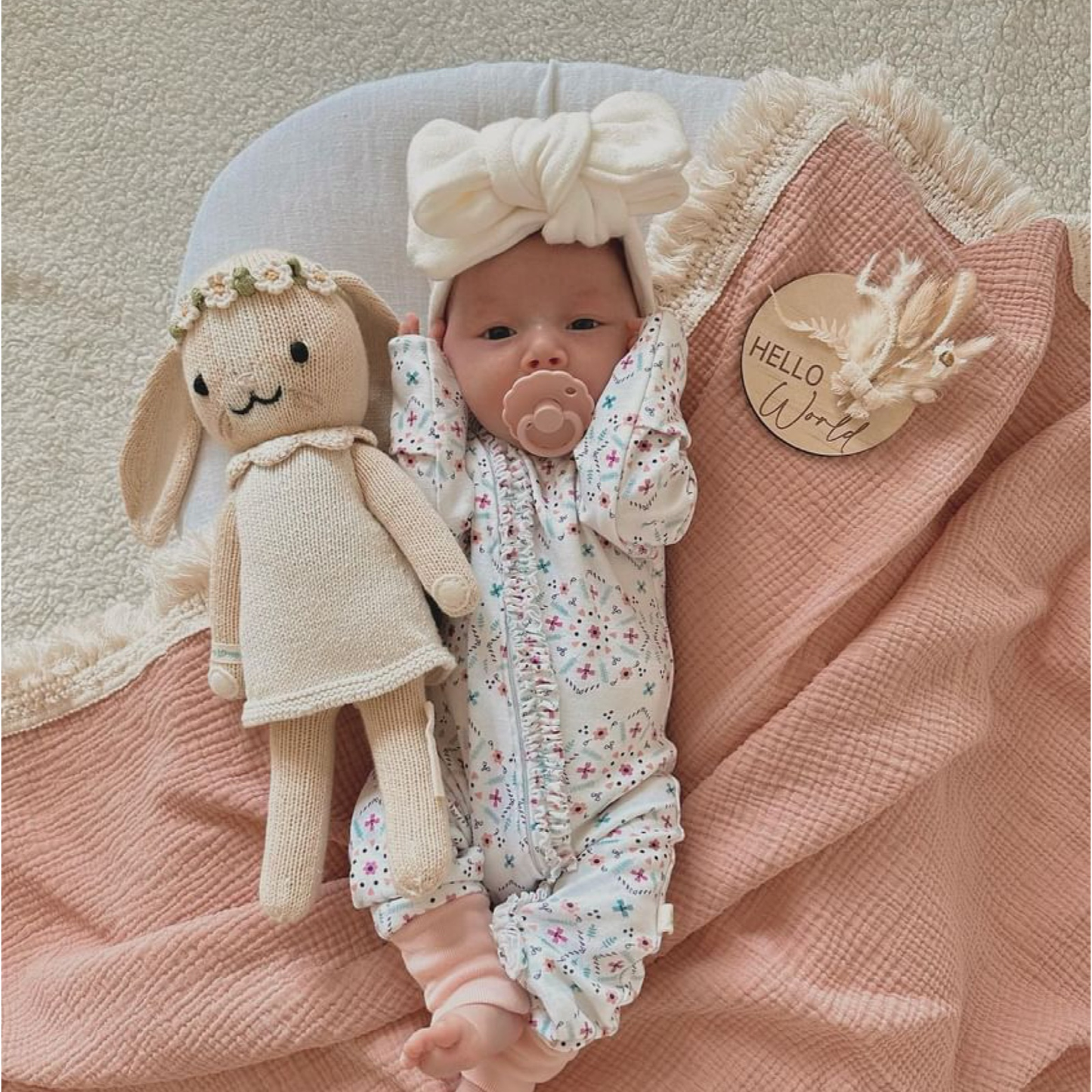 Pink Fringe Swaddle. Baby blanket. Muslin wrap