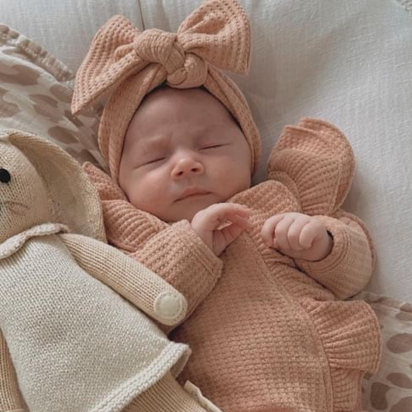 Waffle Frill Onesie & Headband | Dusty Rose