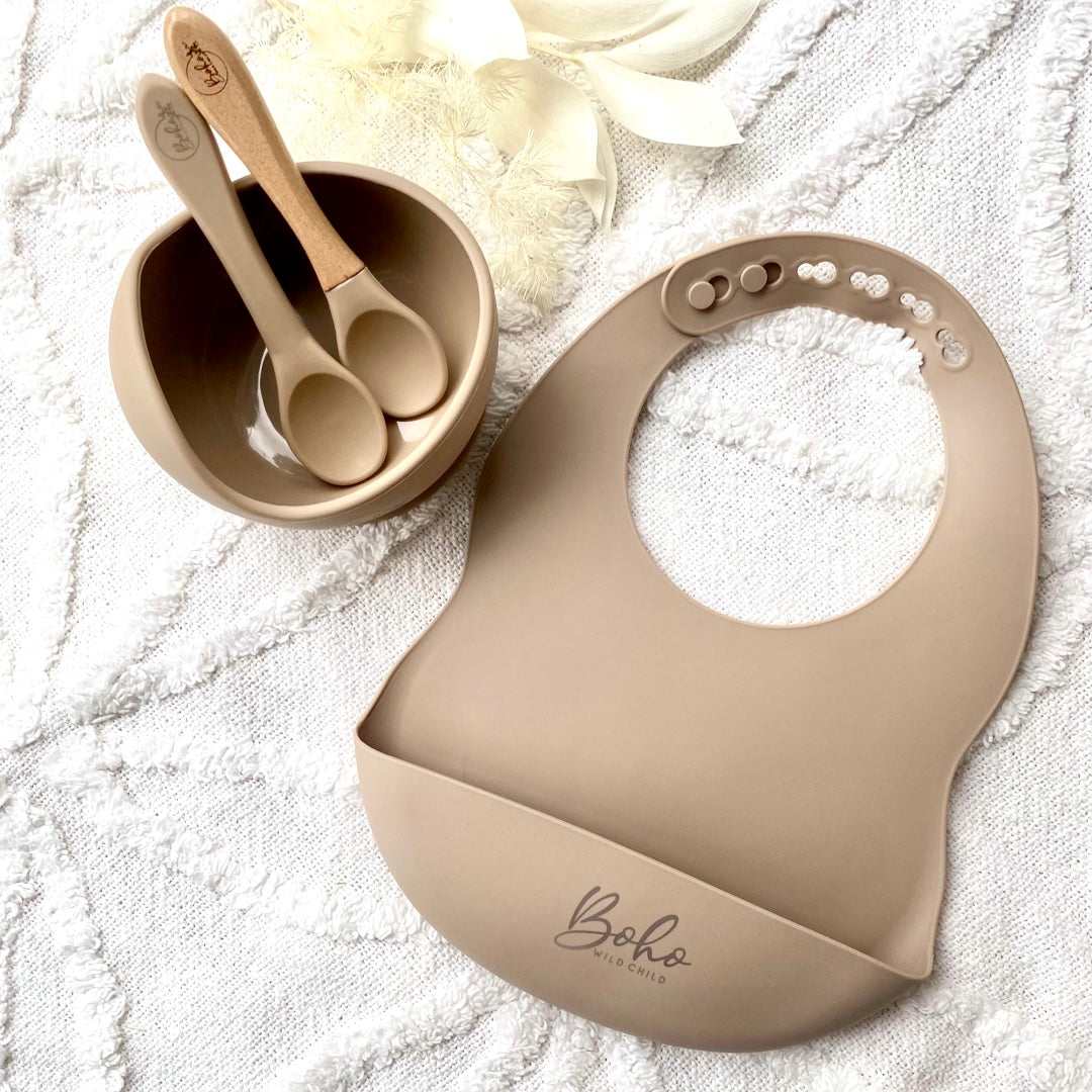Silicone Bib and Bowl Feeding Set | Five Colours
