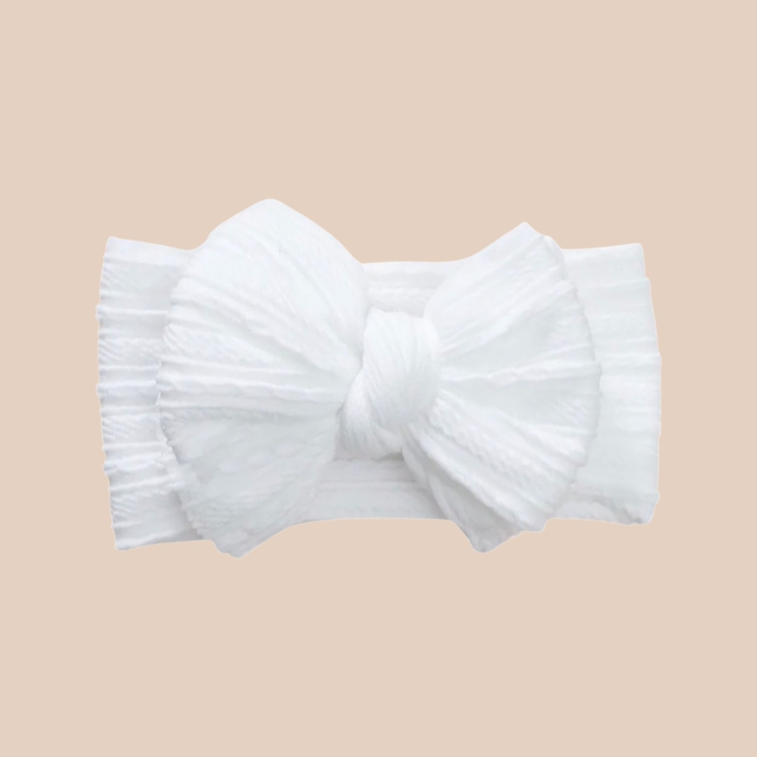 Large white baby bow. Big white baby headband