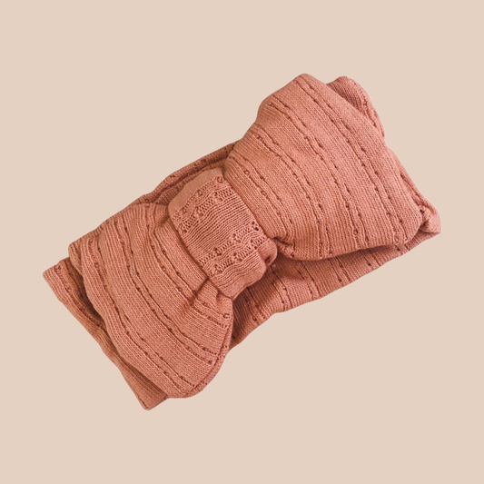 Oversized rib pink baby bow headband. Topknot. Large baby bow. Big bow headband. Newborn headband