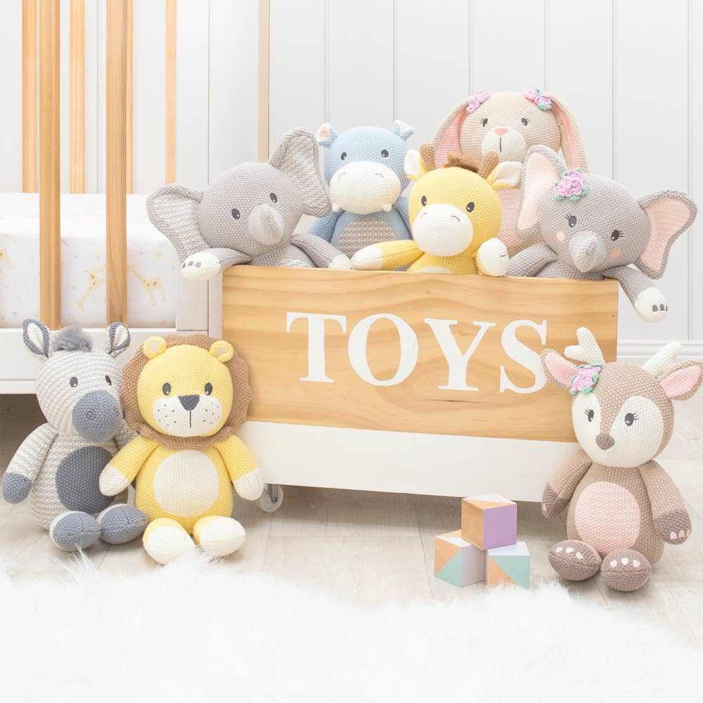 Leo the lion knitted toy. Newborn Baby gifts. Baby knit toys