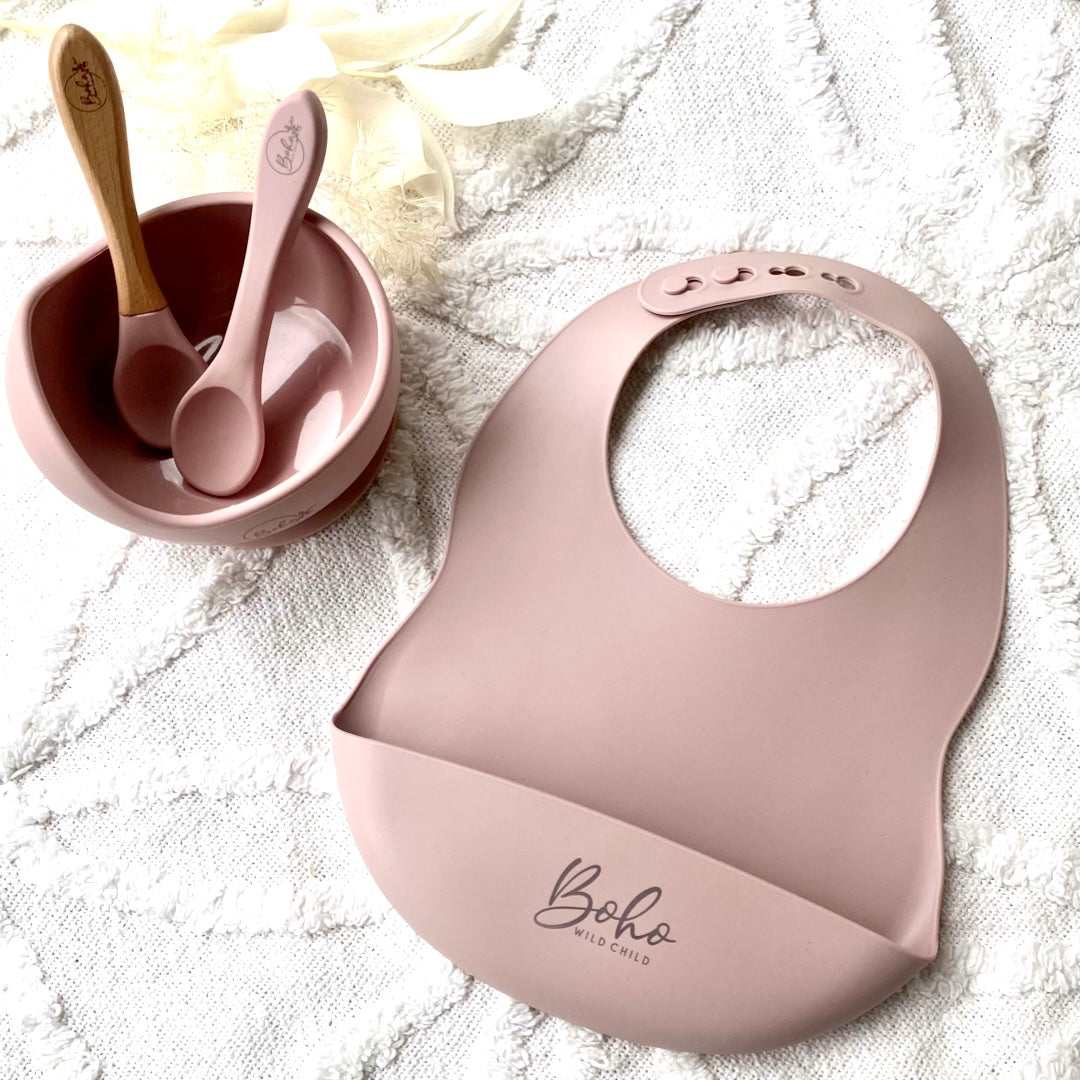 Silicone Bib and Bowl Feeding Set | Five Colours