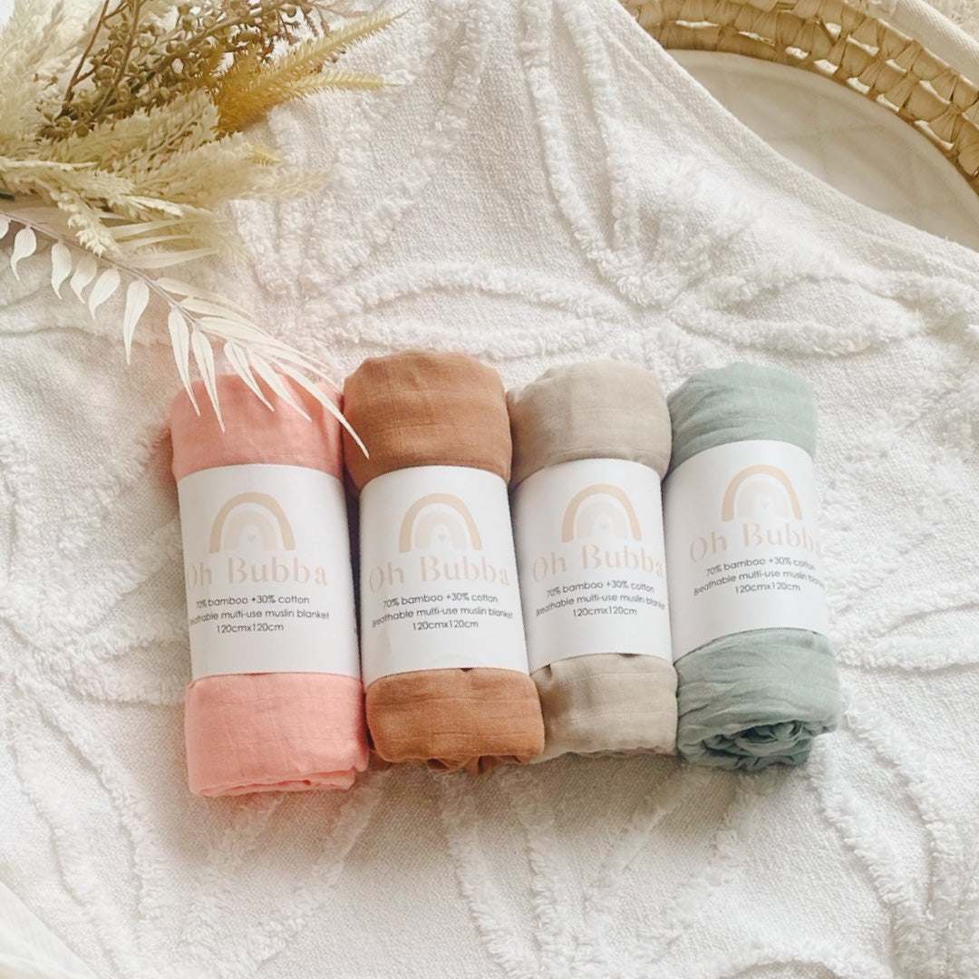 Rust Muslin Wrap | Newborn Baby Swaddle
