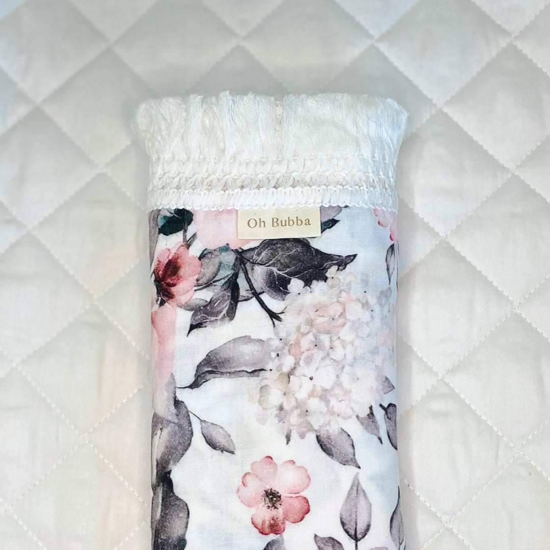 100 organic cotton baby fringe swaddle. Rose Baby Fringe Swaddle. Baby Blanket. Newborn Baby Swaddle. Muslin Wrap