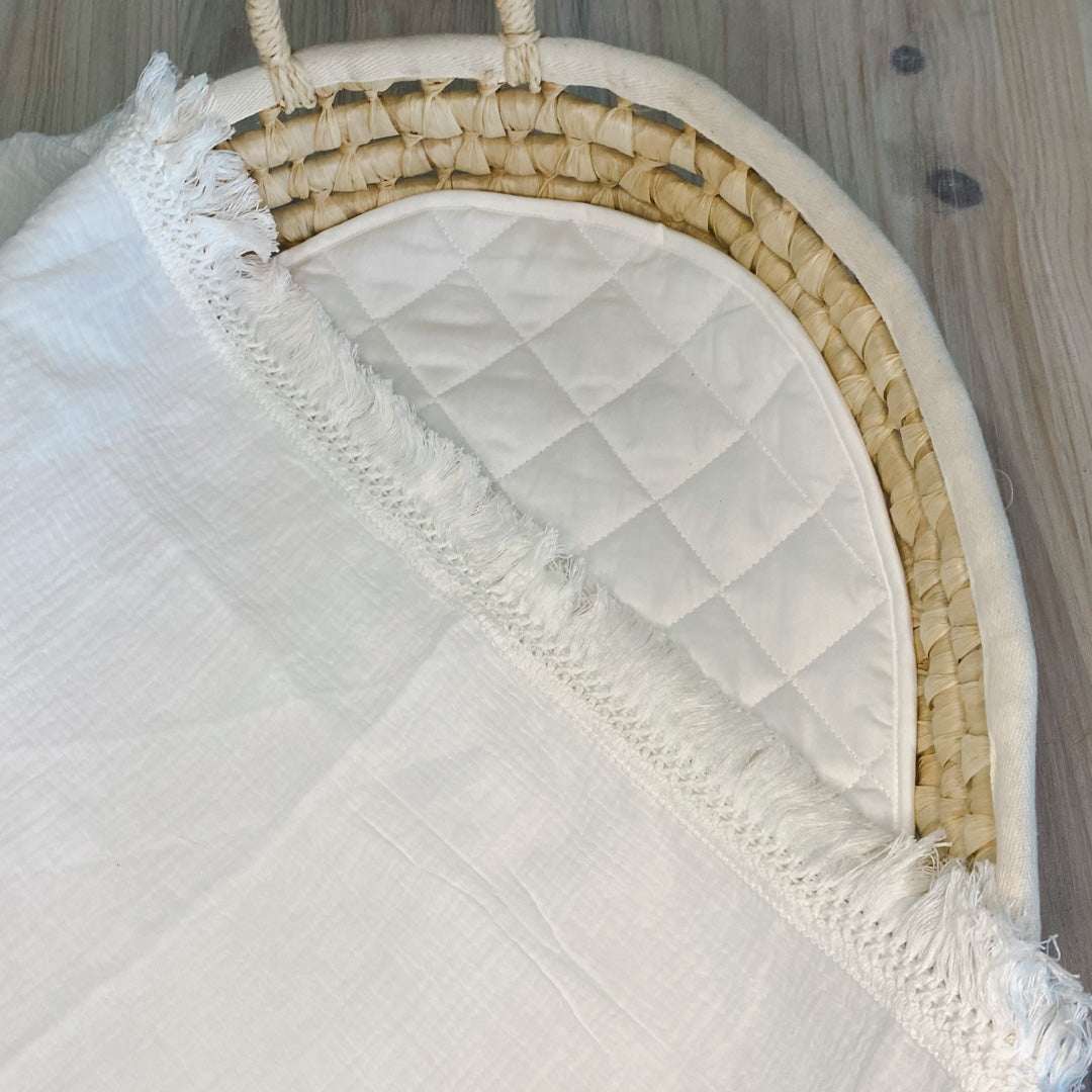 Organic Cotton Fringe Swaddle | White with White Fringe