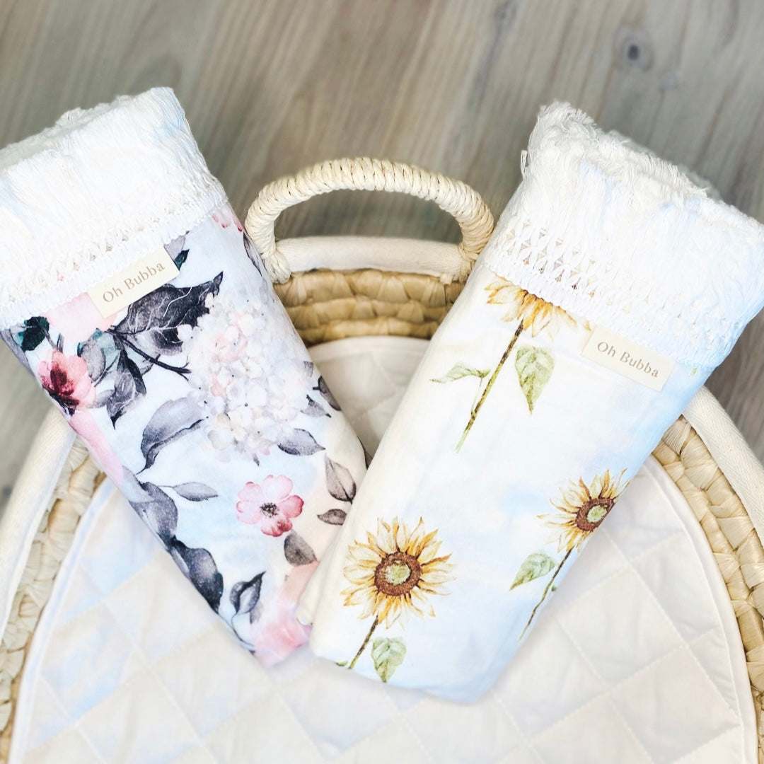 Organic Cotton Fringe Swaddle | Sunflower