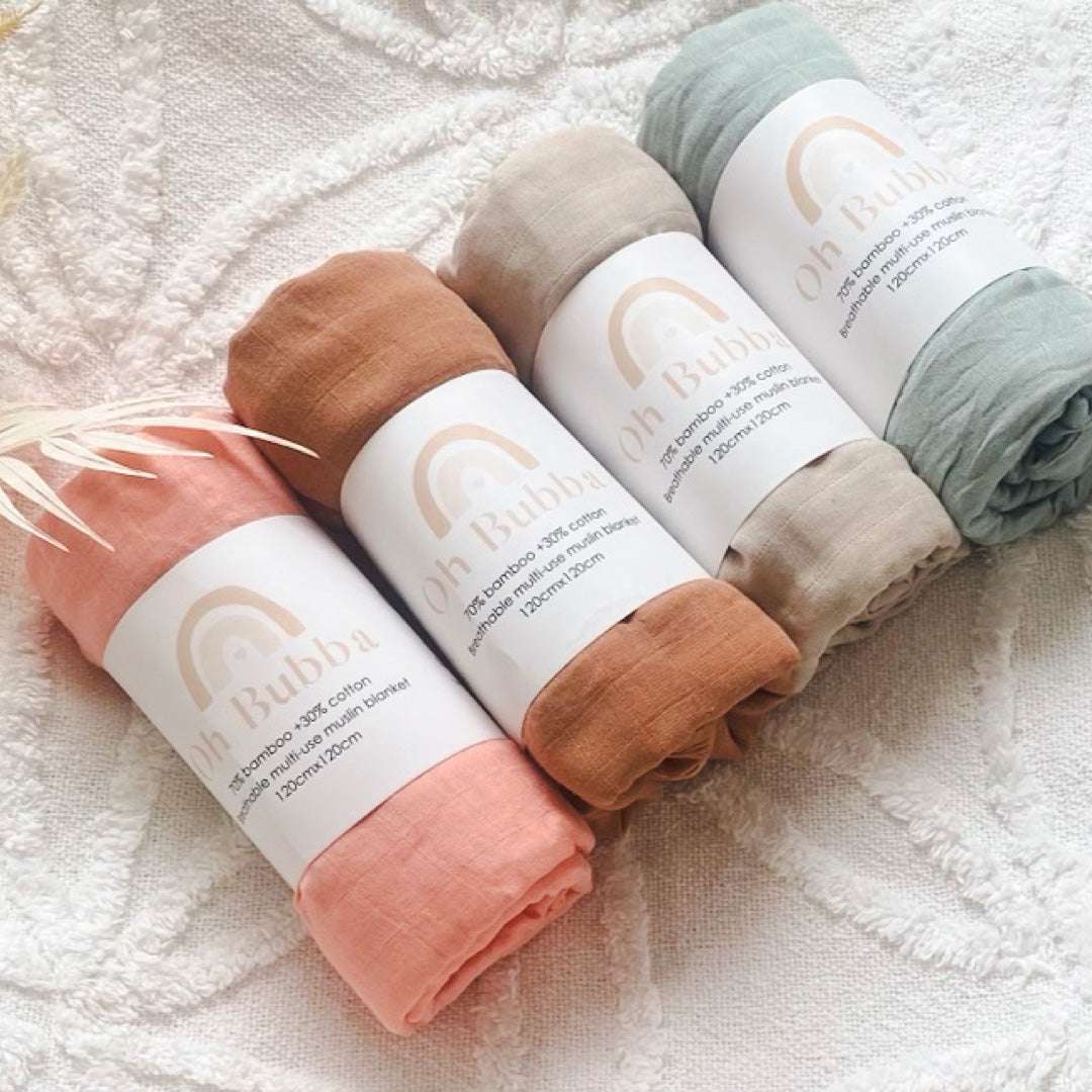 Rust Muslin Wrap | Newborn Baby Swaddle