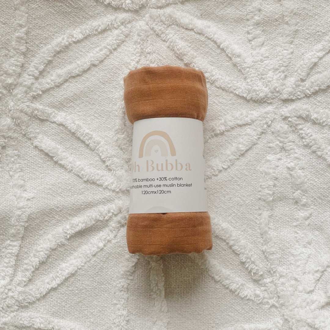 Rust Muslin Wrap | Newborn Baby Swaddle