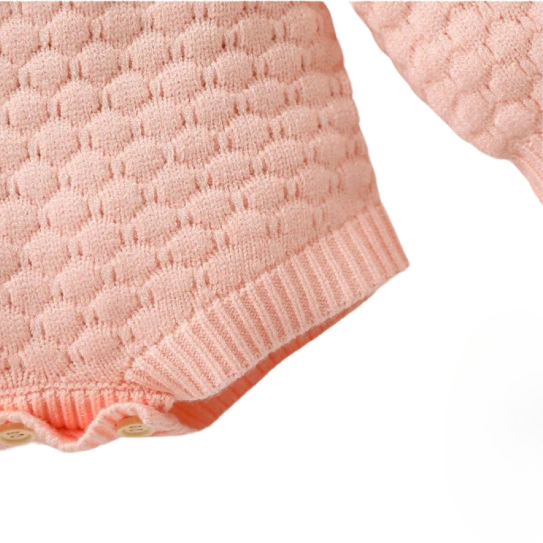 Sophia Frill Knitted Romper | Pink