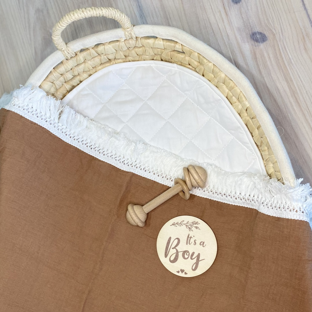 tan baby fringe swaddle. Muslin wrap. Newborn Swaddle