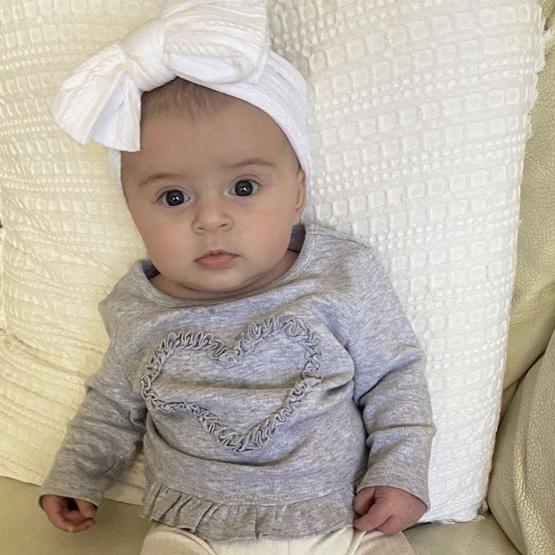 White cable knit baby bow headband. White topknot. Large white baby bow. Baby headband