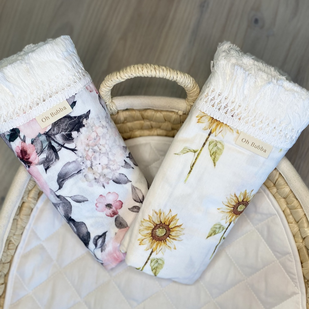 Organic Cotton baby fringe swaddle | Rose