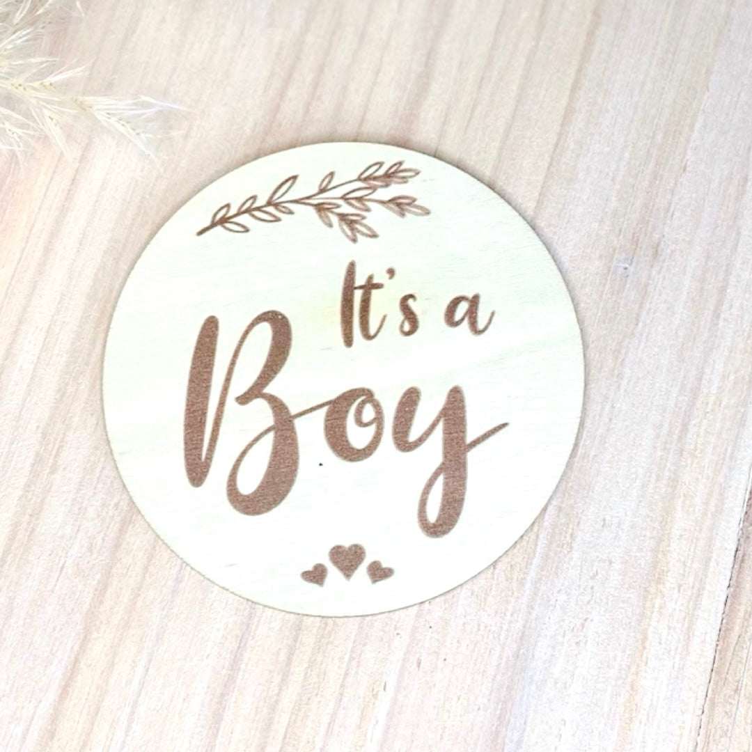 Its a boy baby milestone disc. Gender reveal.