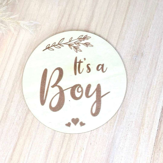 Its a boy baby milestone disc. Gender reveal.
