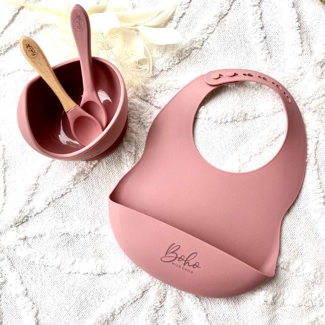 Silicone Bib and Bowl Feeding Set | Five Colours