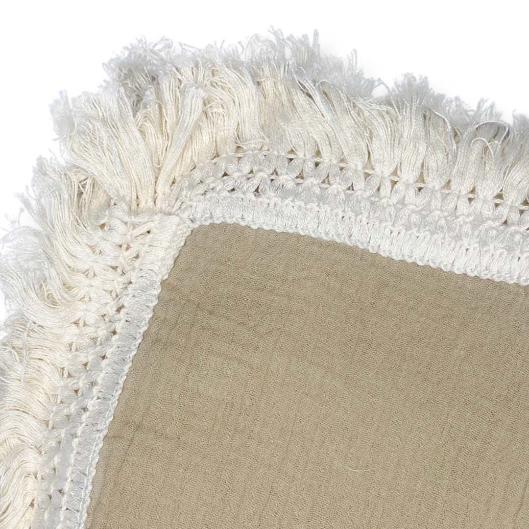 Organic Cotton Fringe Swaddle | Khaki