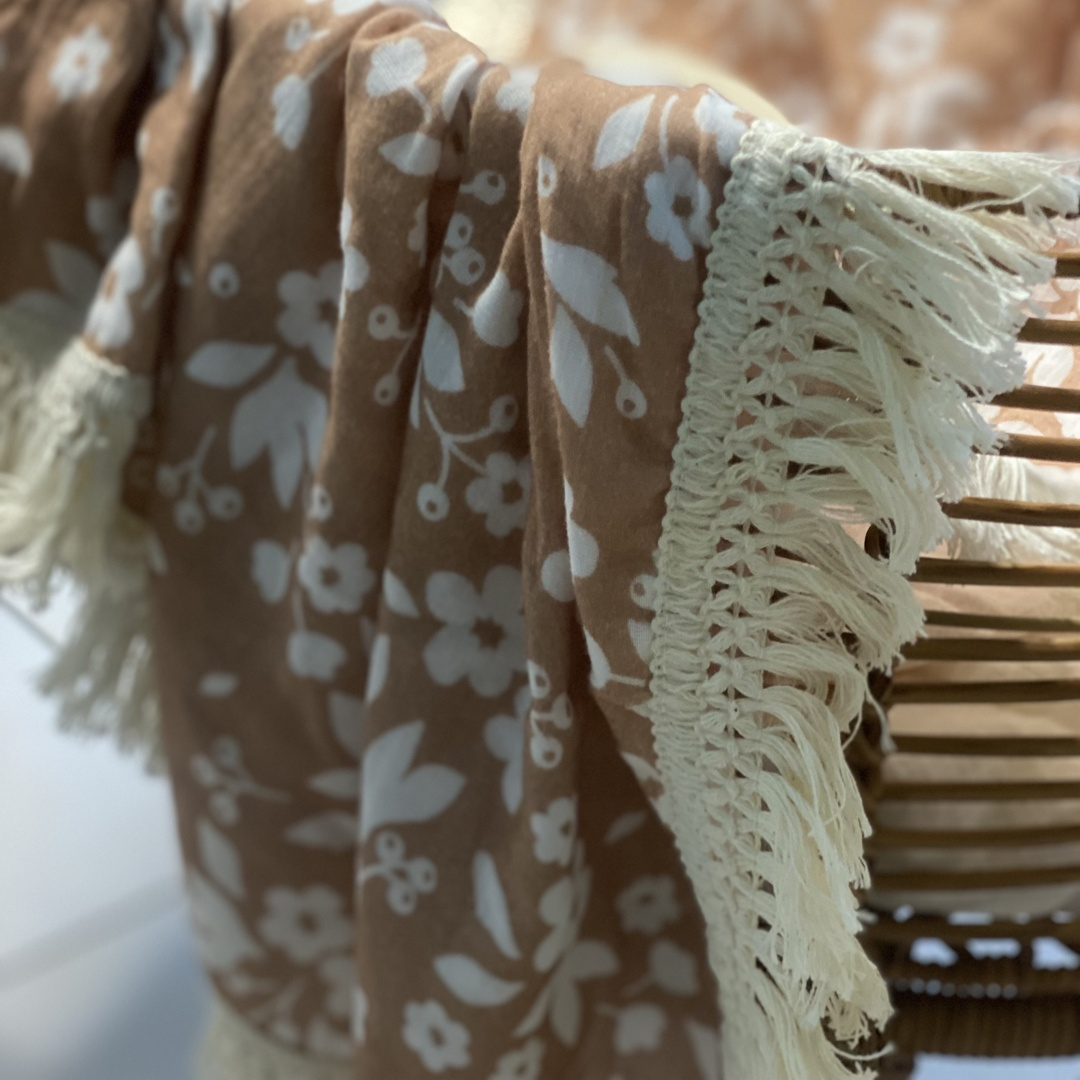 Organic Cotton Fringe Swaddle | Posies