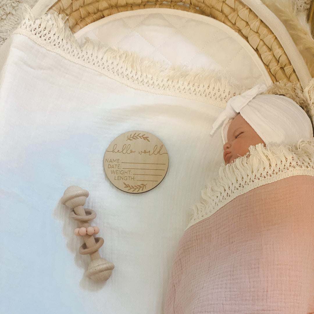 Pink Baby Fringe Swaddle. Baby swaddle. Newborn baby wrap. Muslin wrap. Baby blanket