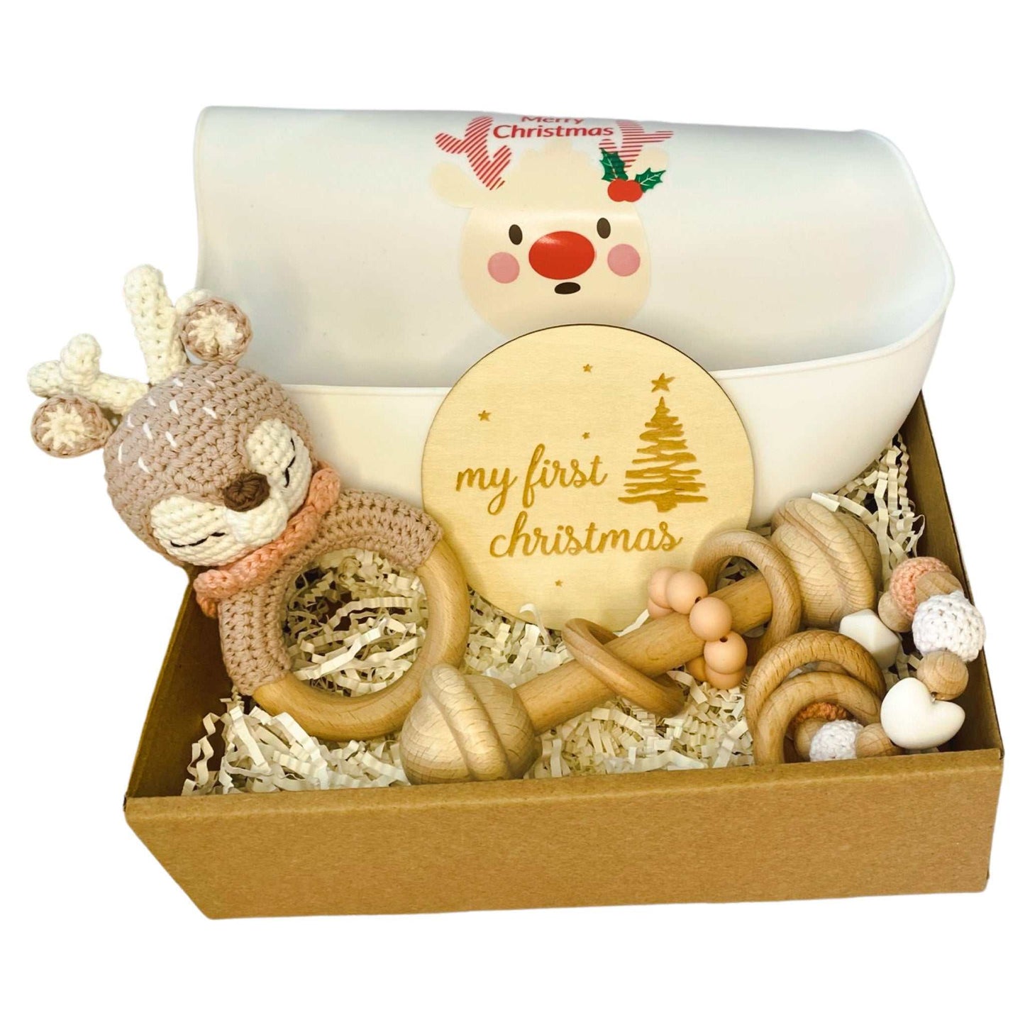My first Christmas gift set. Pink Deer Ratte. Baby gift
