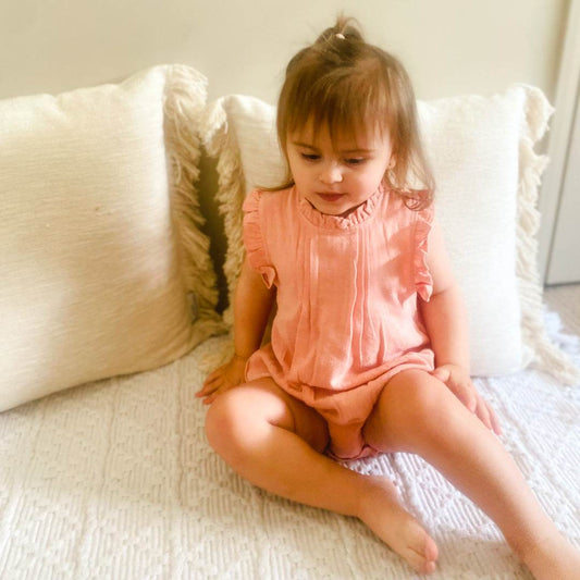 Elegant Linen Romper - Pink