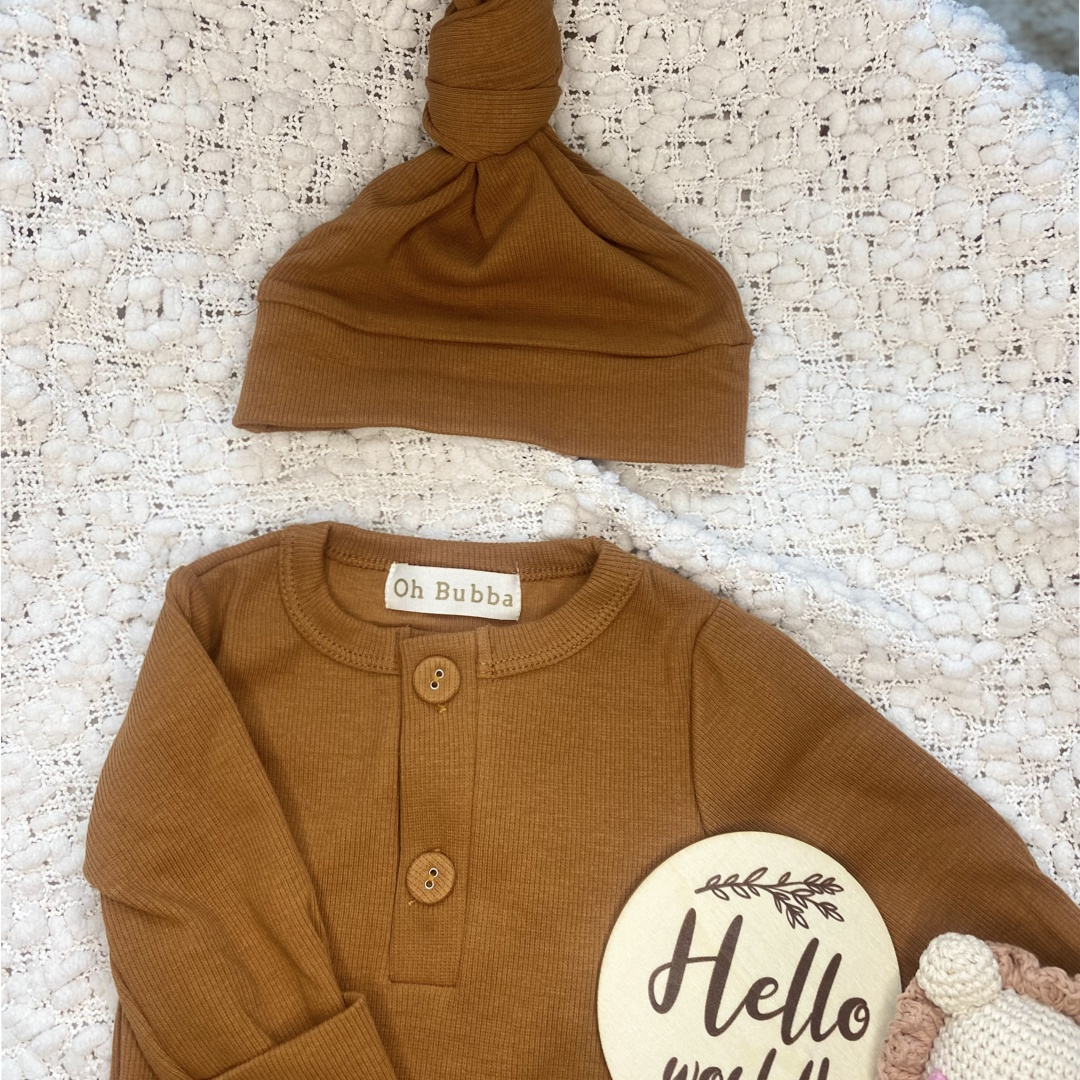 Rust Baby Onesie and Beanie Set