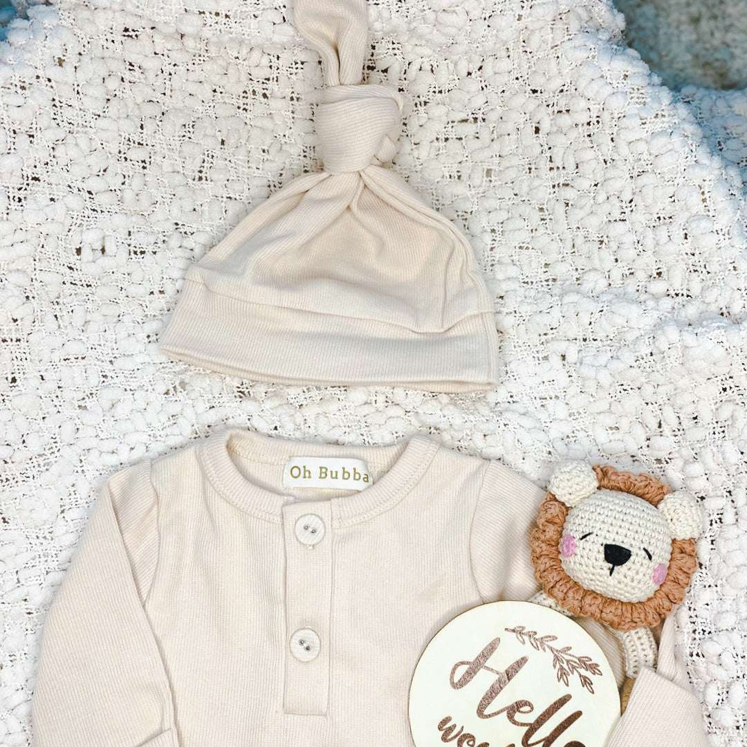 Oat Baby Onesie and Beanie Set