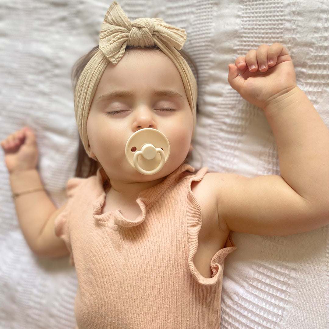 Cable Knit Baby Bow Headband | Sand