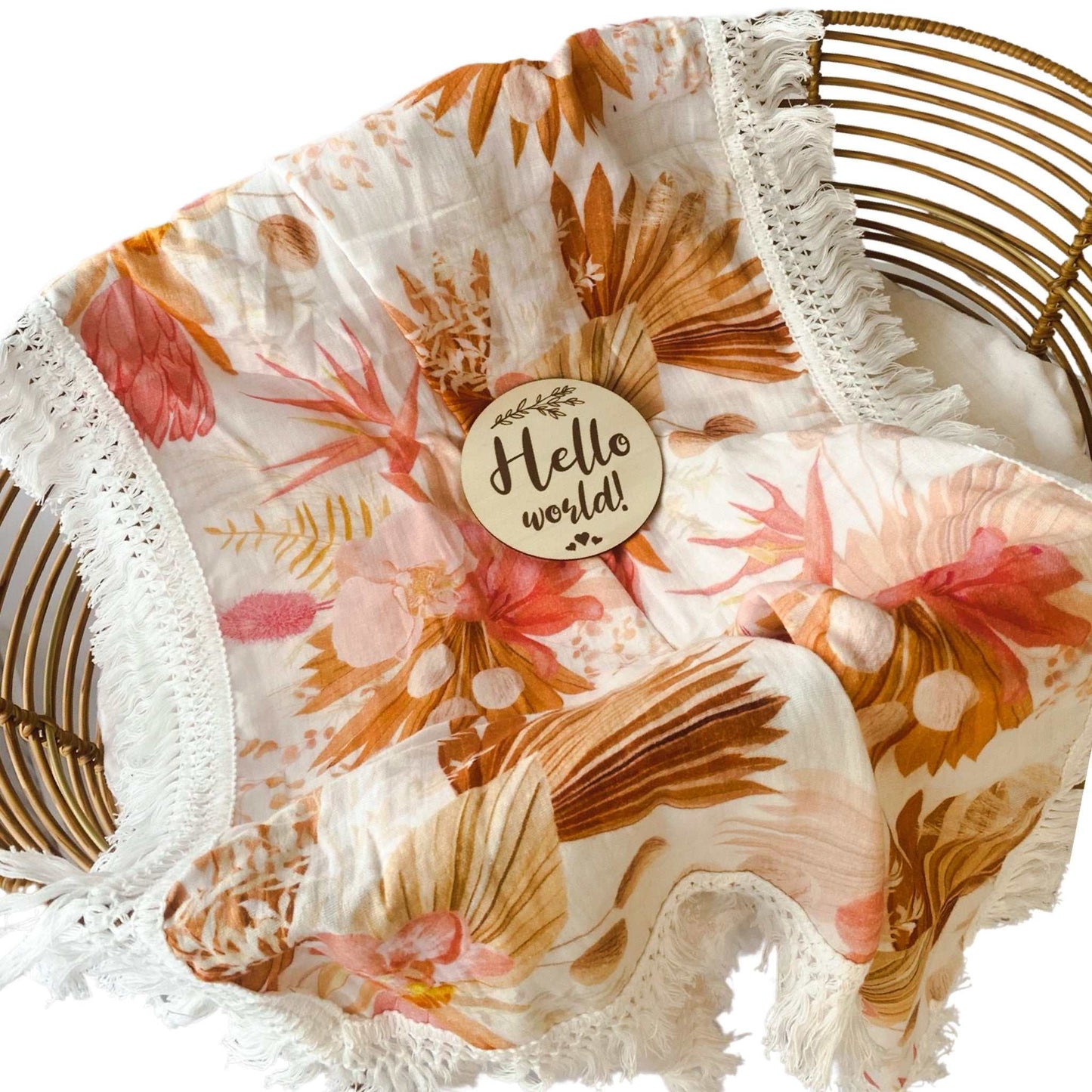 Floral Baby Swaddle. Baby Blanket. Newborn Muslin Wrap. Newborn Swaddle