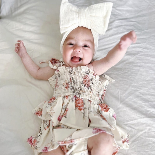 Floral ruffle romper. Baby girl romper. Baby girl clothing. Newborn clothing