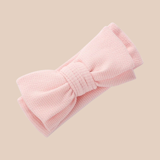 Pink chunky rib baby bow headband. large baby topknot 