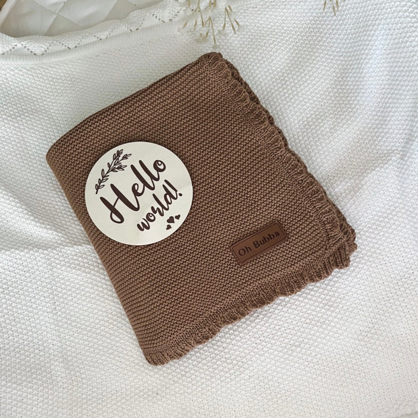 Chocolate Heirloom baby knit blanket 