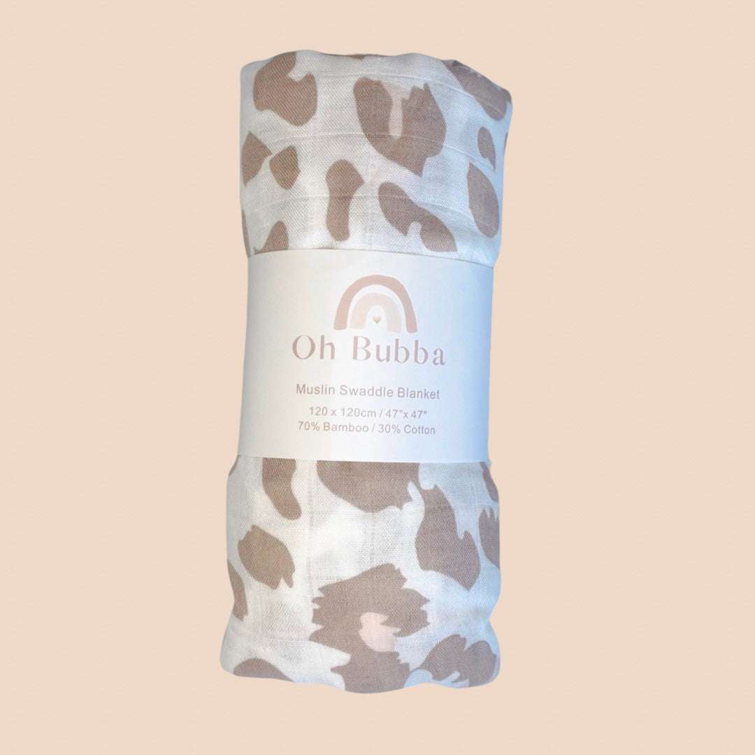 Leopard print baby swaddle. Newborn muslin wrap Organic cotton. Newborn baby swaddle. Muslin Wrap. Baby blanket