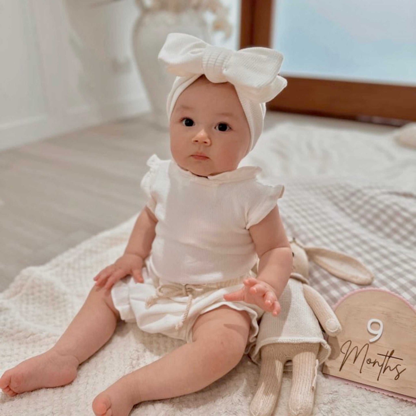 2 piece ribbed frill romper & shorts set. Baby girl frill romper and bloomer set 
