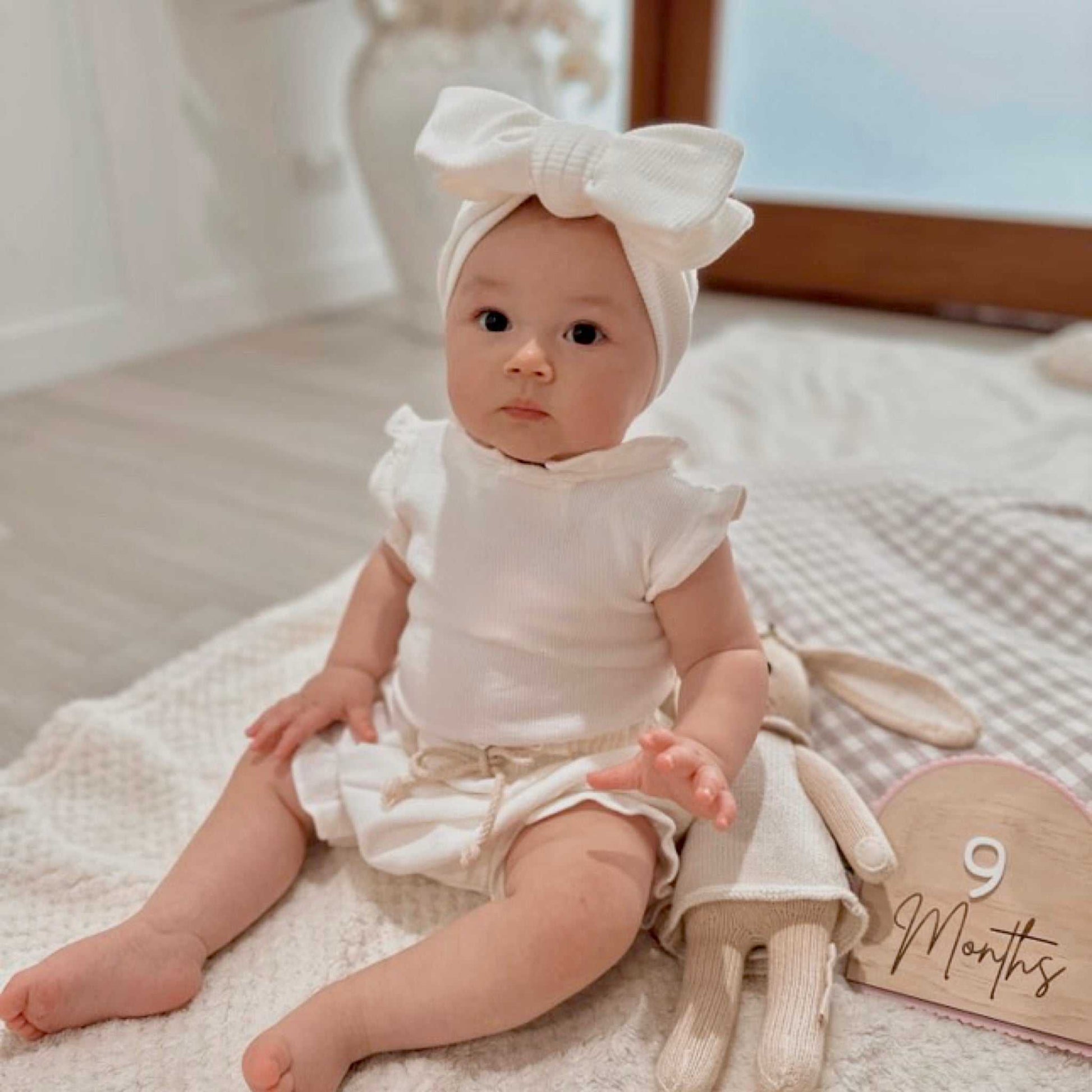 2 piece ribbed frill romper & shorts set. Baby girl frill romper and bloomer set 