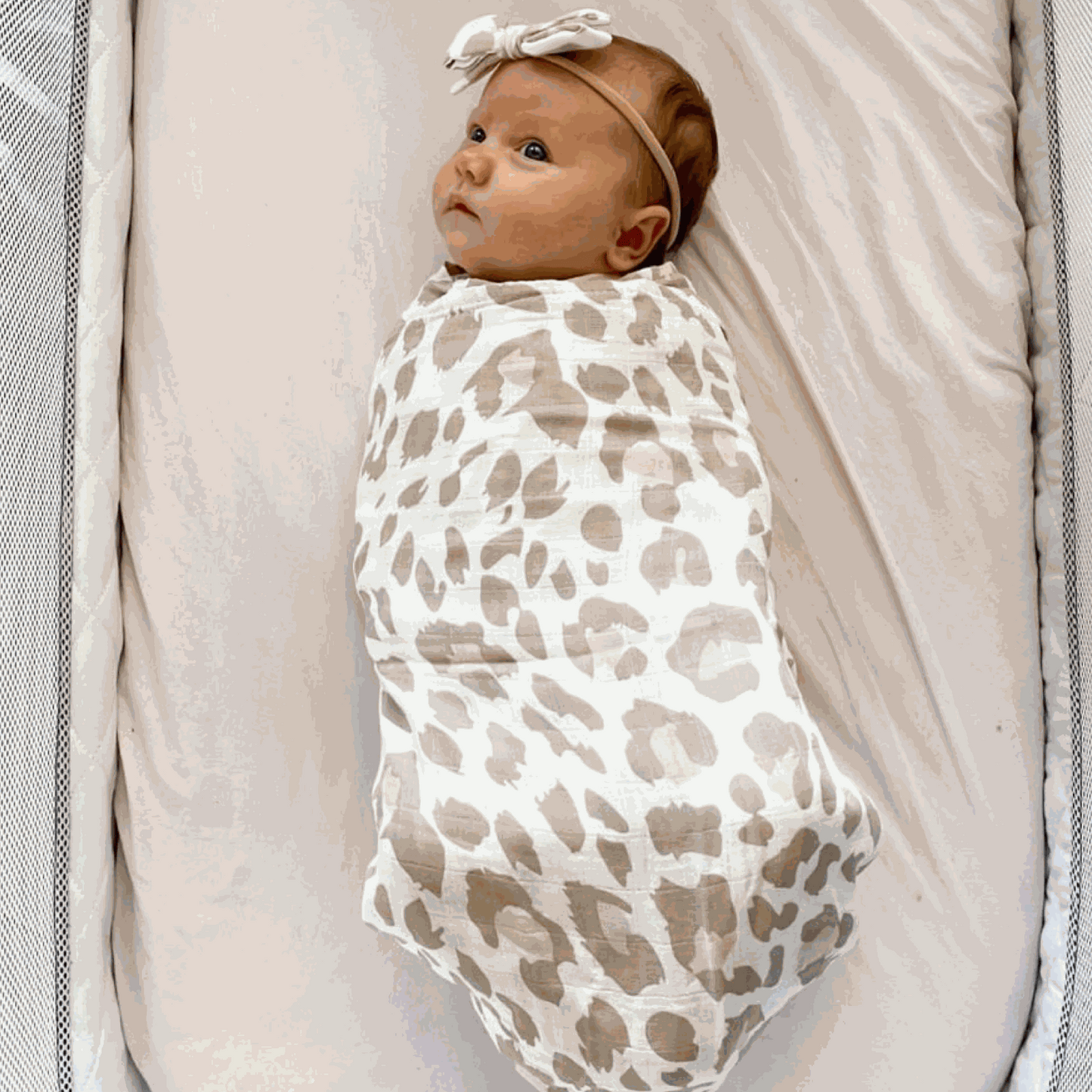 Leopard print baby swaddle. Newborn muslin wrap
