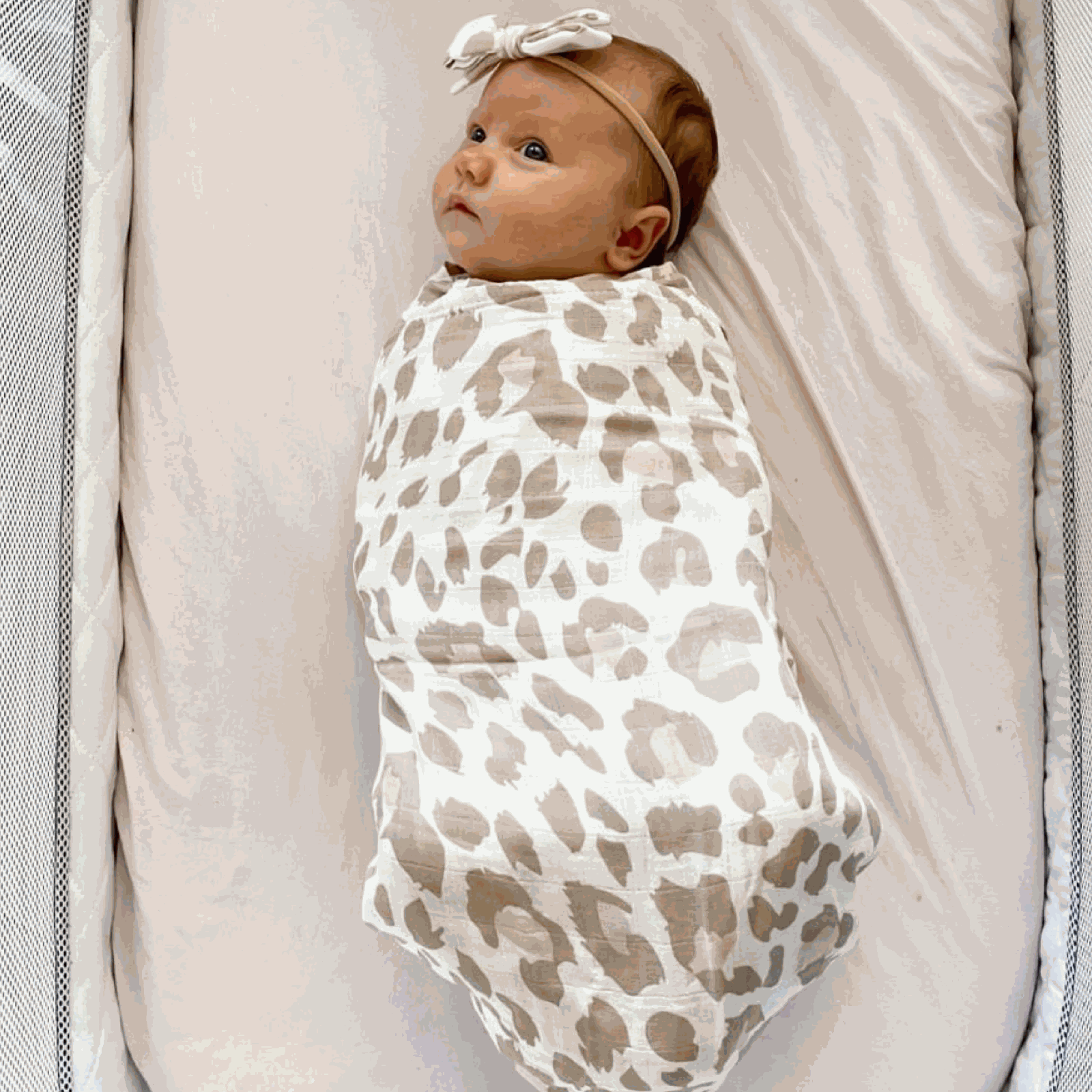 Leopard print baby swaddle. Newborn muslin wrap