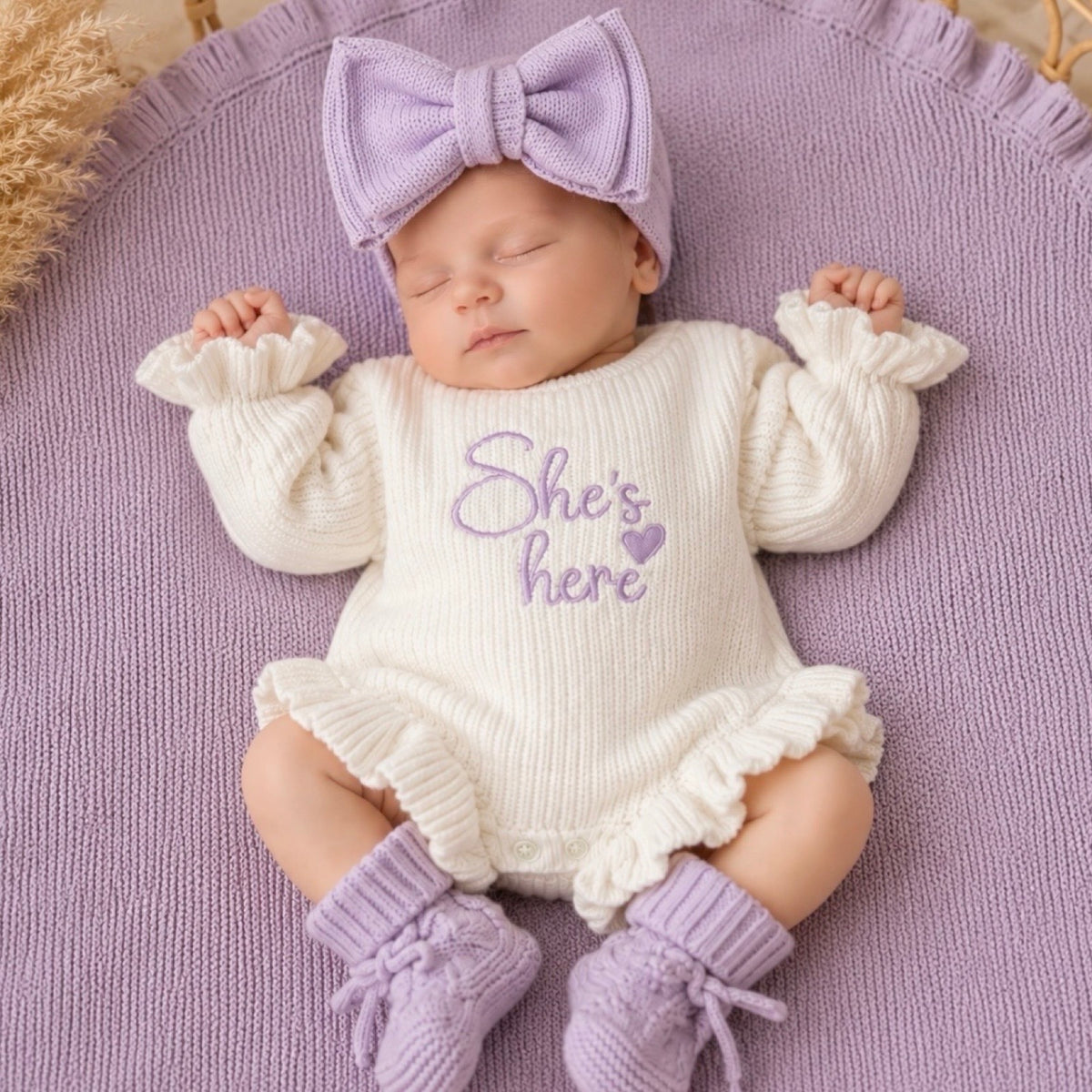 She's here Lilac Newborn Gift Set