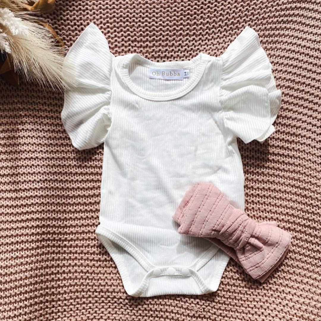 Short Sleeve Flutter | White