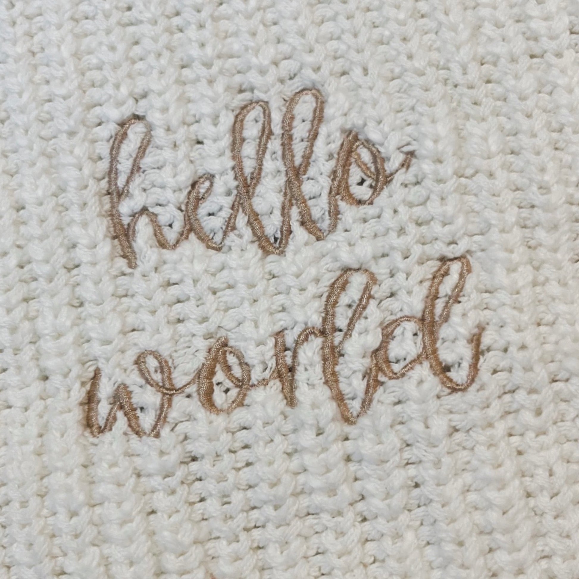 hello world knit announcement romper 