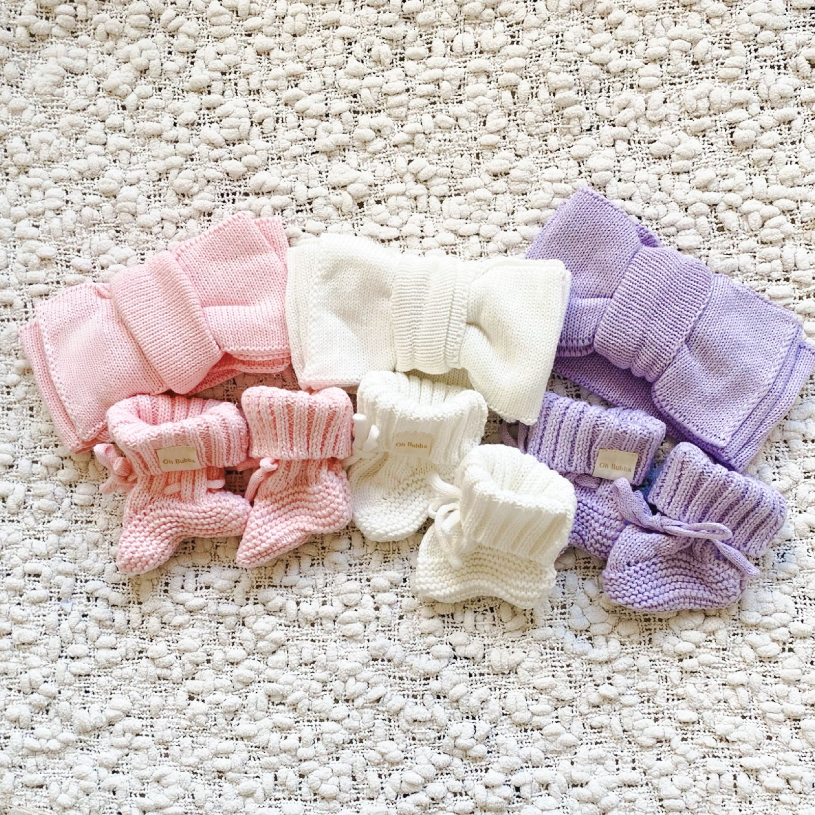 Lilac knit booties & headband set