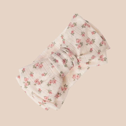 Pink floral baby bow headband