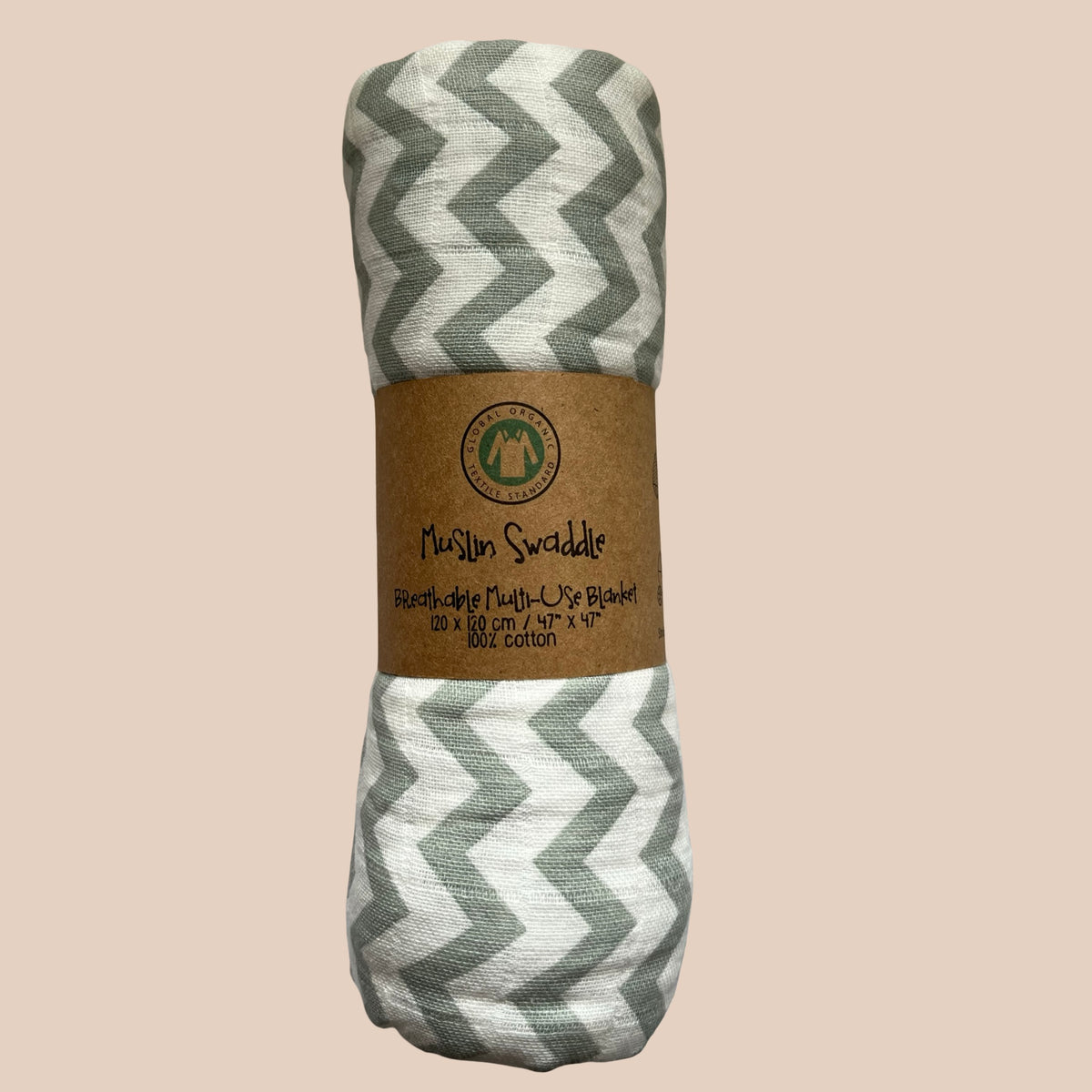 Grey Zig Zag Pattern Muslin Swaddle - Sample