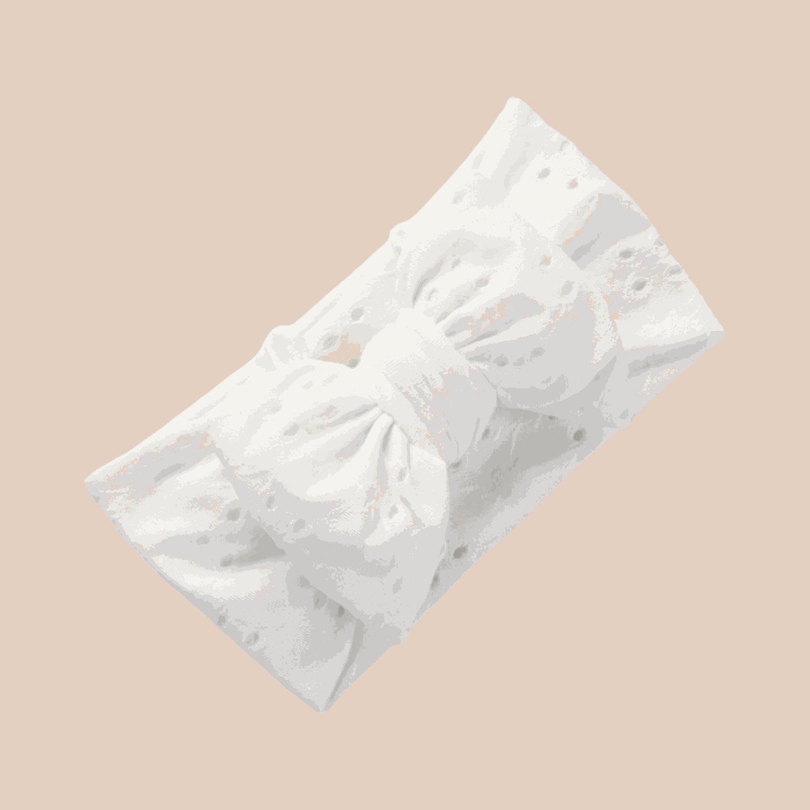 White embroidered lace baby bow headband. Large newborn baby bow.