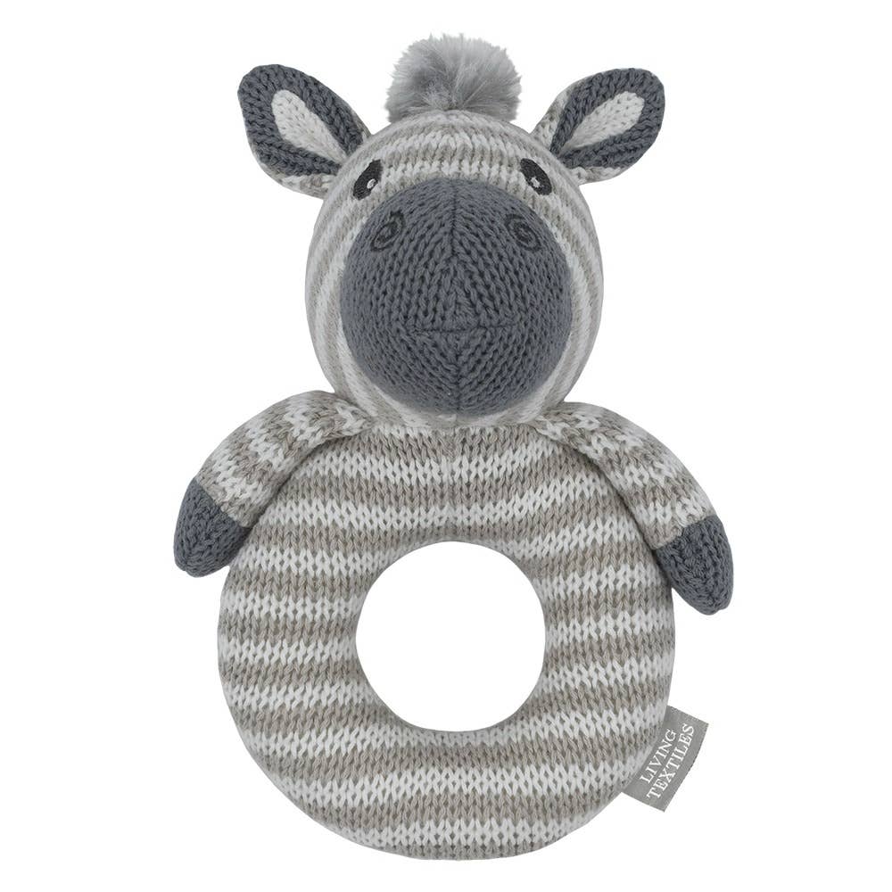 Zac the Zebra Knitted Rattle